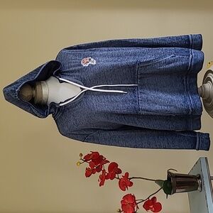 Hoodie Kanga Pouch Sleepwear Pebbled Blue Rose Applique No Boundaries So Soft 2X